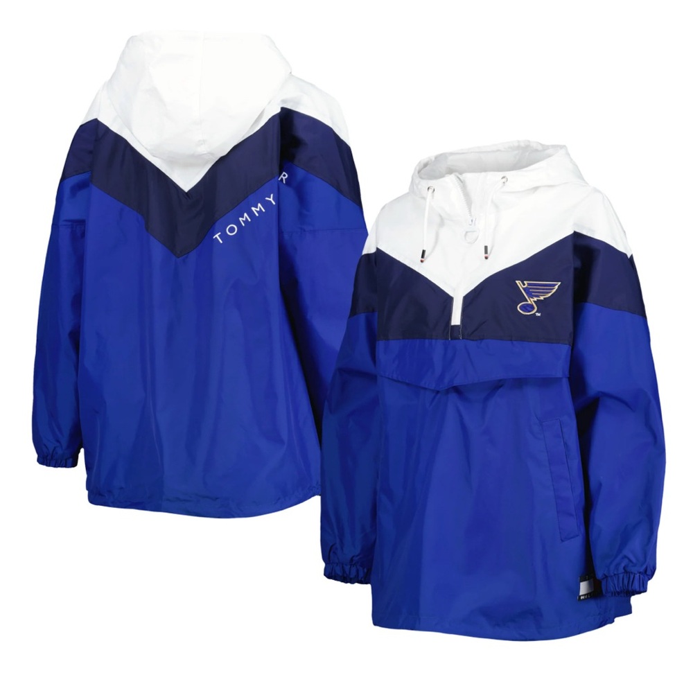 NWT Tommy Hilfiger St. Louis Blues Staci Half-Zip Windbreaker Jacket in Size M